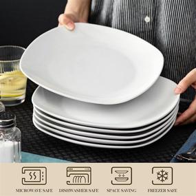 img 1 attached to Serve Your Favorite Meals In Style With MALACASA'S Porcelain Square Plates Set Of 6, Ideal For Any Dining Occasions