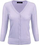 yemak women's knit cardigan sweater – 3/4 sleeve v-neck basic classic casual button down soft lightweight top (s-3xl) логотип