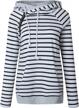 minipeach women's double hooded cotton striped sweatshirt funnel neck banded bottom casual pullover loose coat with pocket logo