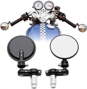 img 4 attached to 🛵 2pcs Motorcycle Handlebar End Mirrors - 3" Round Folding Universal Side Rear View Mirrors for Honda, Scooter, Suzuki, Yamaha, Kawasaki, Victory, Harley Davidson and More with 7/8" Handle Bars