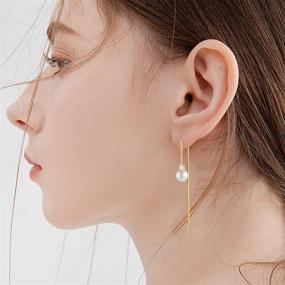 img 2 attached to Stylish And Hypoallergenic Long Pearl Earrings In 14K Gold Plating For Women And Girls