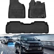 motorfansclub floor mats liners - all weather protection for 2014-2019 highlander front & 2nd seat - tpe, black logo