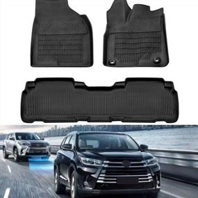 img 4 attached to MotorFansClub Floor Mats Liners - All Weather Protection For 2014-2019 Highlander Front & 2Nd Seat - TPE, Black