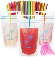 paradise pouches drink pouches: leak-proof, resealable smoothie juice bags for adults & kids - 100 disposable clear beverage bags with straw hole - bpa-free & reusable logo