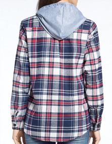 img 3 attached to Женская классическая клетчатая хлопковая рубашка с капюшоном и пуговицами - BomDeals