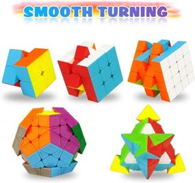 img 3 attached to New Speed Cube Set - 5 Pack Magic Cubes Collection For Kids - Pyramid, Megaminx And More!
