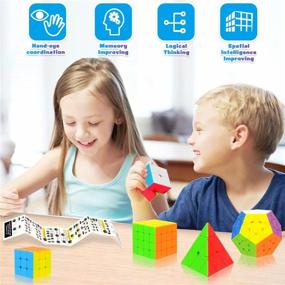 img 1 attached to New Speed Cube Set - 5 Pack Magic Cubes Collection For Kids - Pyramid, Megaminx And More!