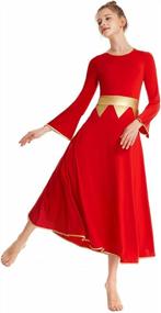 img 2 attached to Shine In Worship With HIHCBF'S Gold Metallic Praise Dance Dress For Women: Bi-Color Lyrical Praisewear With Long Sleeves