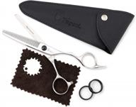 thinning shears 6 inch with extremely sharp blades, professional hair thinning scissors, durable, smooth motion & fine cut, thinning scissors with sheath, cleaning leather, key&rings logo