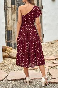 img 2 attached to Stylish And Flowy: Prettygarden Women'S One-Shoulder Polka Dot Midi Dress With Tiered Ruffles For Your Boho Summer Look