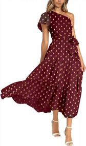 img 4 attached to Stylish And Flowy: Prettygarden Women'S One-Shoulder Polka Dot Midi Dress With Tiered Ruffles For Your Boho Summer Look