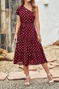 img 1 attached to Stylish And Flowy: Prettygarden Women'S One-Shoulder Polka Dot Midi Dress With Tiered Ruffles For Your Boho Summer Look