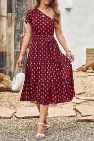 img 3 attached to Stylish And Flowy: Prettygarden Women'S One-Shoulder Polka Dot Midi Dress With Tiered Ruffles For Your Boho Summer Look