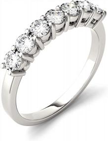 img 3 attached to Charles & Colvard 3Mm Round Moissanite Wedding Band In 14K White Gold - 0.70Cttw DEW