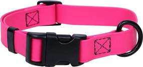 img 1 attached to 🐶 Waterproof Pink Dog Collar - Large Size with Heavy Duty Double Buckle & D Ring, Vinyl Coated, Custom Fit, Adjustable Pet Collar - Also Available in Different Sizes for Puppy, Small, and Medium Dogs