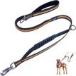 thinkpet dog leashes – double handle traffic control, heavy duty bungee no pull reflective lead with comfortable padded handles and car seat belt for medium to large dogs training and walking logo
