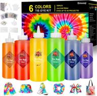 tie dye kits, emooqi 6 colors 120ml one step tie dye set, with gloves, rubber bands,apron and table covers. vibrant dye for textile craft arts shirt canvas t-shirt clothing diy party project logo