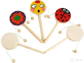 img 3 attached to 🥁 Exceart 8Pcs Unfinished Wooden Rattle Drum Toy DIY Craft Kit with Paints and Pen for Kids Girls