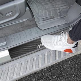 img 4 attached to LEXLEY 4PCS Carbon Fiber Style Leather Door Sill Protector: Premium Guard for F150 2015-2022 - Sliver