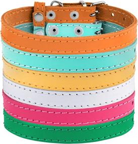 img 1 attached to 🐱 BronzeDog Leather Cat Collar Pack - Set of 2 Pet Collars for Small Dogs & Cats in Multicolors - Neck Size 7''-10''