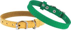 img 3 attached to 🐱 BronzeDog Leather Cat Collar Pack - Set of 2 Pet Collars for Small Dogs & Cats in Multicolors - Neck Size 7''-10''