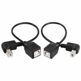 img 4 attached to SinLoon USB 2.0 Type-B Printer Cables (2-Pack) - 90 Degree UP + Down Right Angle, Short Extension Cable for Printer, Scanner, Mobile HDD and More