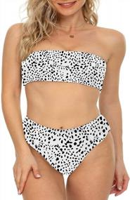 img 4 attached to Women'S Bandeau Bikini Off Shoulder Swimsuits: MarinaPrime 2 Piece High Cut Swimwear