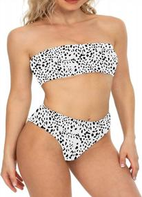 img 1 attached to Women'S Bandeau Bikini Off Shoulder Swimsuits: MarinaPrime 2 Piece High Cut Swimwear