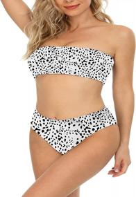 img 2 attached to Women'S Bandeau Bikini Off Shoulder Swimsuits: MarinaPrime 2 Piece High Cut Swimwear