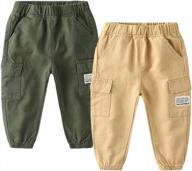 feidoog toddler baby boys 2 pack хлопковые спортивные штаны с эластичной резинкой на талии - твердые активные брюки для бега логотип