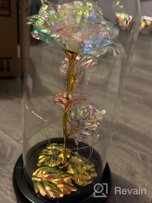 img 1 attached to Colorful Rainbow Light Up Glass Dome Rose Gift For Women, Christmas Flower Gifts For Mom, Grandma - Love Gifts For Her review by Ryan Mosqueda