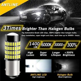 img 3 attached to ANTLINE 1157 LED Bulbs: Super Bright 1400 Lumens with Projector for Tail, Brake, Reverse & Turn Signals - Xenon White (Pack of 2)