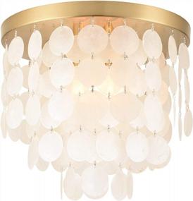 img 2 attached to ALICE HOUSE Capiz Shell Ceiling Light: Elegant 3 Light Flush Mount For Bedroom And Entryway