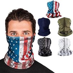 img 2 attached to SA Company Neck Gaiter 5-Pack: Sun Protection Face Shield Multi Use Bandanas with Patriotic American Camo Design - Reusable Face Mask