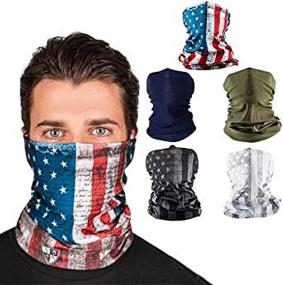 img 3 attached to SA Company Neck Gaiter 5-Pack: Sun Protection Face Shield Multi Use Bandanas with Patriotic American Camo Design - Reusable Face Mask