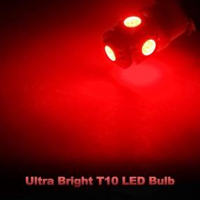 img 3 attached to Yorkim Super Bright 194 Светодиодные лампы красного цвета - 5-е поколение T10 168 Светодиодные лампы для салона автомобиля Купольный номерной знак Карта Двери Подсветка W5W 2825 - Упаковка из 10