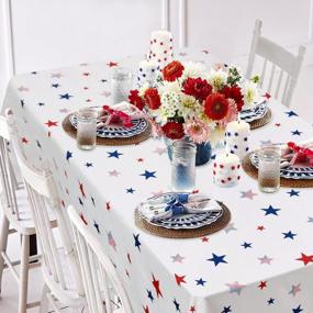 img 2 attached to 60X60 Inch DWCN Waterproof Spillproof Stain Resistant Tablecloth - Patriotic Star Pattern For 4Th Of July Holiday Celebration!