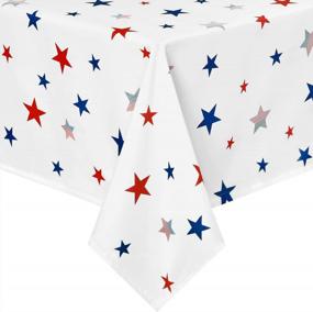 img 4 attached to 60X60 Inch DWCN Waterproof Spillproof Stain Resistant Tablecloth - Patriotic Star Pattern For 4Th Of July Holiday Celebration!