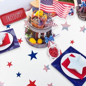 img 1 attached to 60X60 Inch DWCN Waterproof Spillproof Stain Resistant Tablecloth - Patriotic Star Pattern For 4Th Of July Holiday Celebration!
