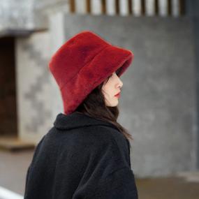img 3 attached to Fashionable And Warm: XYIYI Furry Bucket Hat For Women