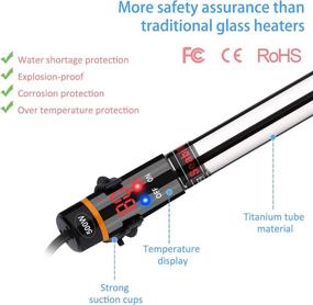 img 1 attached to 🐠 500W Submersible Titanium Aquarium Heater with Intelligent LED Temperature Display and External Controller - Ideal for 70-80 Gallon Saltwater or Freshwater Fish Tanks