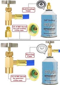 img 1 attached to 🔌 Universal Refrigerator Freon Recharge Hose Kit with Gauge - A/C R134a R12 R22, Retrofit Valve, BPV31 Bullet Piercing Tap Valve, R134a Self-Sealing Adapter - Ideal for Home/Car A/C Refrigerant Systems (Pack of 5)