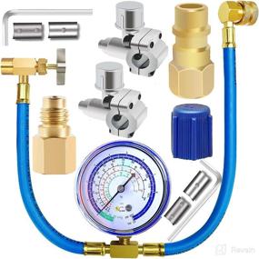 img 4 attached to 🔌 Universal Refrigerator Freon Recharge Hose Kit with Gauge - A/C R134a R12 R22, Retrofit Valve, BPV31 Bullet Piercing Tap Valve, R134a Self-Sealing Adapter - Ideal for Home/Car A/C Refrigerant Systems (Pack of 5)