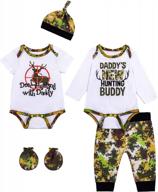 adorable baby boy deer outfit - complete with 'mommy's new man' and 'daddy's hunting buddy' clothes logo