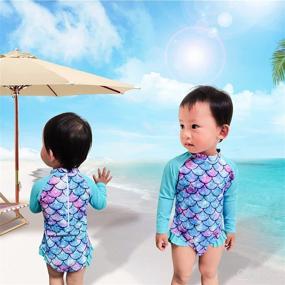 img 2 attached to 👶 XonyiCos Baby Girl One Piece Swimsuit - Rashguard with UPF 50+ Sun Protection