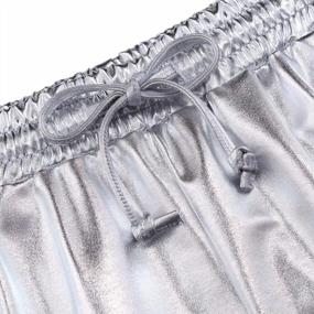 img 1 attached to Женские блестящие шорты металлик с высокой талией, эластичной кулиской и карманами - KGYA