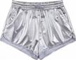 women's high waisted shiny metallic shorts with elastic drawstring & pockets - kgya logo