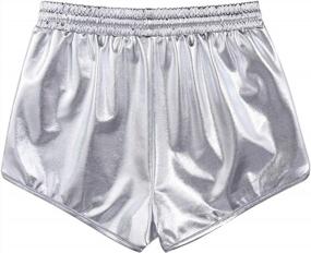 img 3 attached to Women'S High Waisted Shiny Metallic Shorts With Elastic Drawstring & Pockets - KGYA