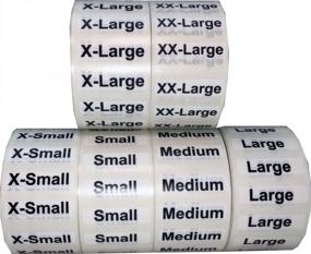 img 4 attached to XS-XXL Clothing Size Strip Labels 1.25 X 5" 1 Roll Each 125 Adhesive Stickers Per Roll 750 Adhesive Stickers, Clear With Black And White Ink