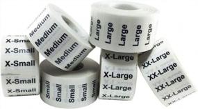 img 2 attached to XS-XXL Clothing Size Strip Labels 1.25 X 5" 1 Roll Each 125 Adhesive Stickers Per Roll 750 Adhesive Stickers, Clear With Black And White Ink